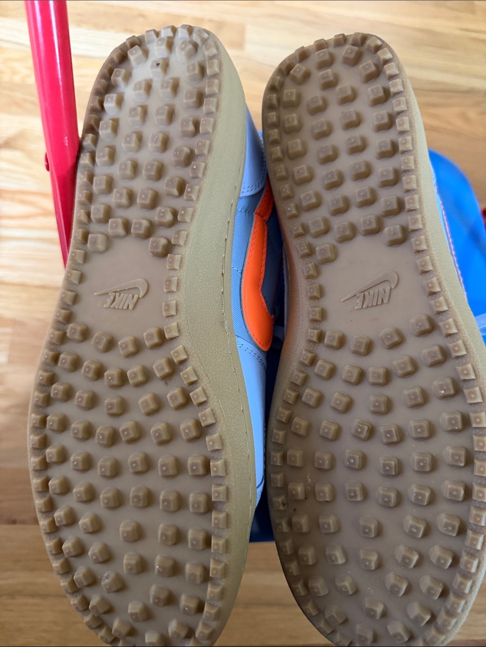 Nike Light Blue and Orange Athletic Shoes with Gold Accents - Picture 7 of 7